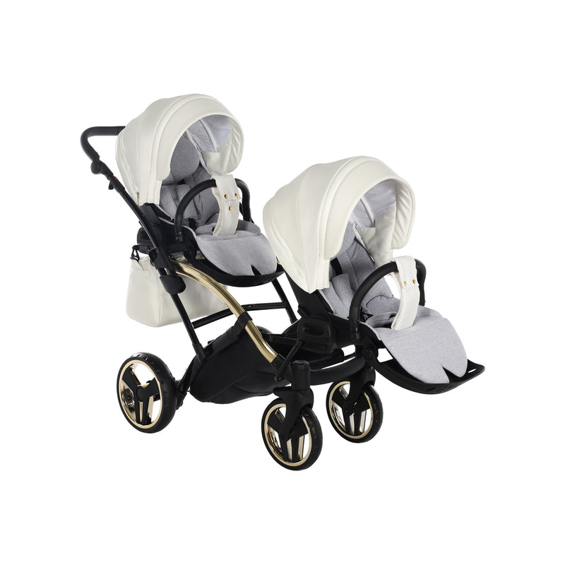 JUNAMA FLUO INDIVIDUAL SATIN WHITE GOLD DUO SLIM - 2IN1 (2 X CARRYCOTS & 2 X SEAT UNITS)