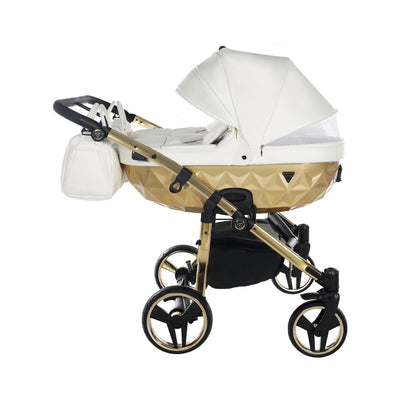 JUNAMA FLUO INDIVIDUAL SATIN DUO WHITE GOLD - 2IN1 (2 X CARRYCOTS & 2 X SEAT UNITS)