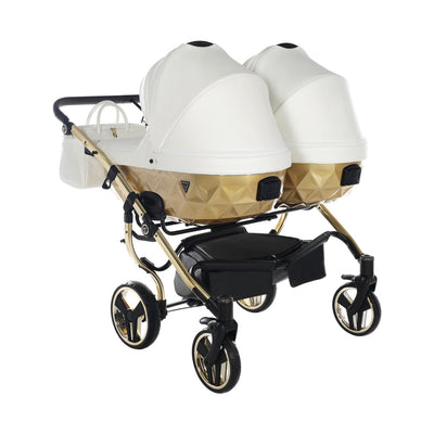 JUNAMA FLUO INDIVIDUAL SATIN DUO WHITE GOLD - 2IN1 (2 X CARRYCOTS & 2 X SEAT UNITS)