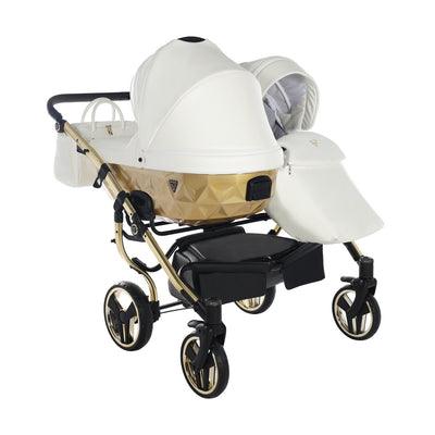 JUNAMA FLUO INDIVIDUAL SATIN DUO WHITE GOLD - 2IN1 (2 X CARRYCOTS & 2 X SEAT UNITS)