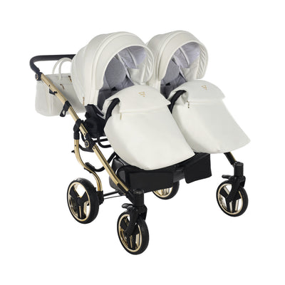 JUNAMA FLUO INDIVIDUAL SATIN DUO WHITE GOLD - 2IN1 (2 X CARRYCOTS & 2 X SEAT UNITS)