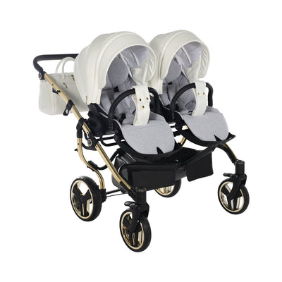 JUNAMA FLUO INDIVIDUAL SATIN DUO WHITE GOLD - 2IN1 (2 X CARRYCOTS & 2 X SEAT UNITS)