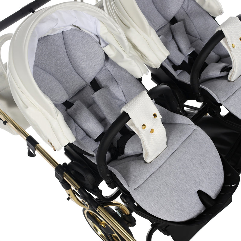 JUNAMA FLUO INDIVIDUAL SATIN DUO WHITE GOLD - 2IN1 (2 X CARRYCOTS & 2 X SEAT UNITS)