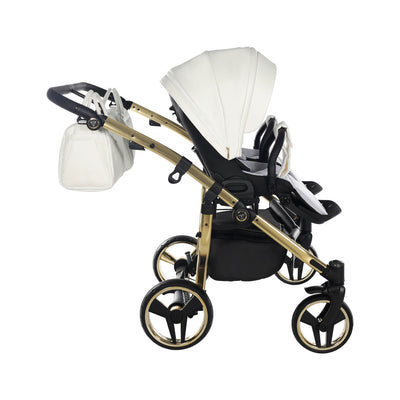 JUNAMA FLUO INDIVIDUAL SATIN DUO WHITE GOLD - 2IN1 (2 X CARRYCOTS & 2 X SEAT UNITS)