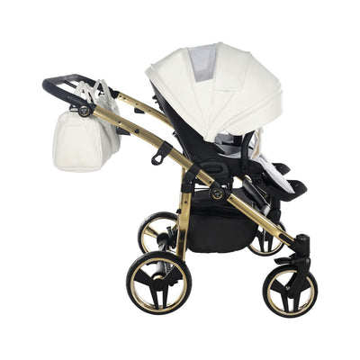 JUNAMA FLUO INDIVIDUAL SATIN DUO WHITE GOLD - 2IN1 (2 X CARRYCOTS & 2 X SEAT UNITS)