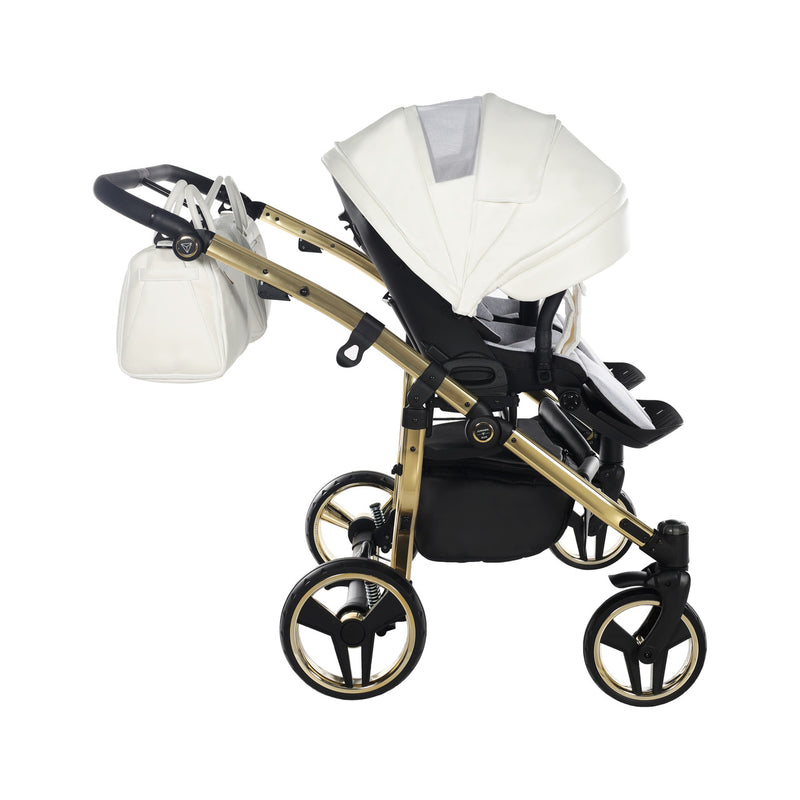 JUNAMA FLUO INDIVIDUAL SATIN DUO WHITE GOLD - 2IN1 (2 X CARRYCOTS & 2 X SEAT UNITS)