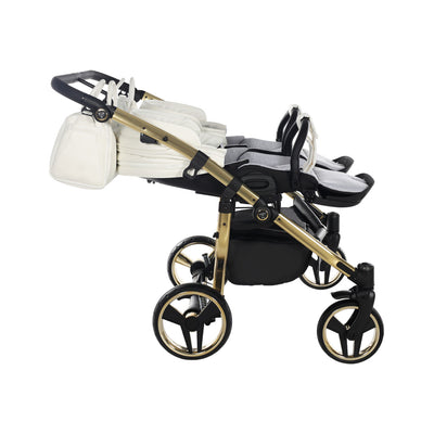 JUNAMA FLUO INDIVIDUAL SATIN DUO WHITE GOLD - 2IN1 (2 X CARRYCOTS & 2 X SEAT UNITS)