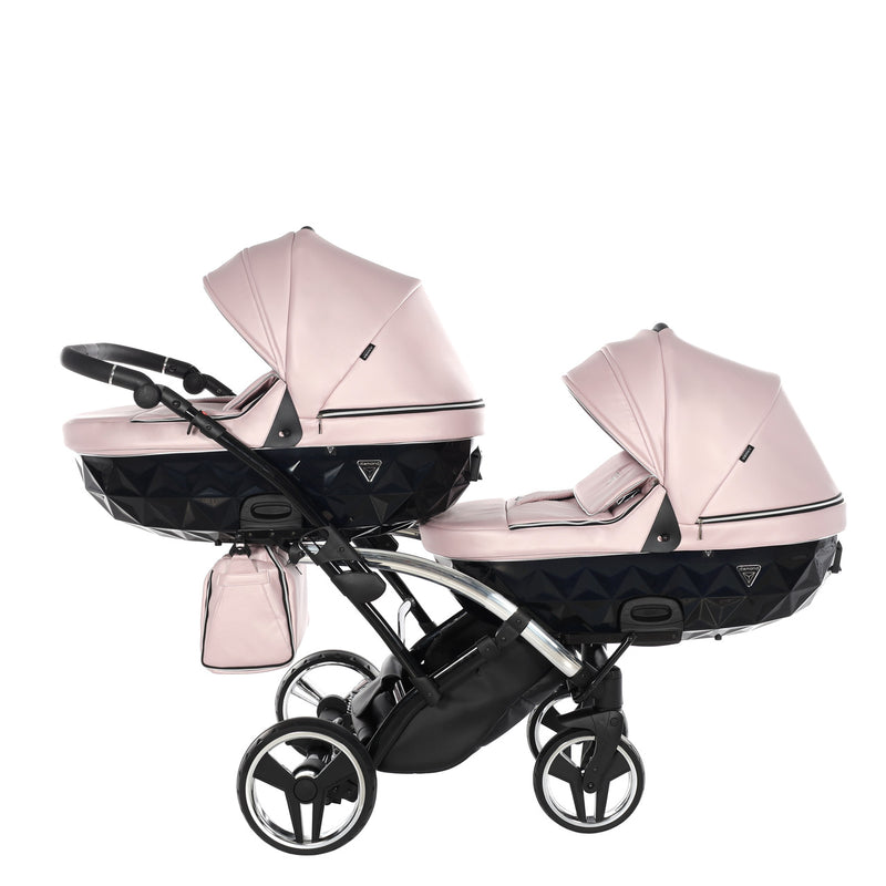 JUNAMA FLUO LINE PINK SILVER DUO SLIM - 2IN1 (2 X CARRYCOTS & 2 X SEAT UNITS)