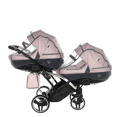 JUNAMA FLUO LINE PINK SILVER DUO SLIM - 2IN1 (2 X CARRYCOTS & 2 X SEAT UNITS)