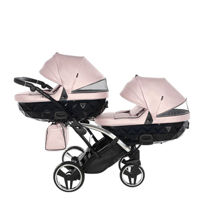 JUNAMA FLUO LINE PINK SILVER DUO SLIM - 2IN1 (2 X CARRYCOTS & 2 X SEAT UNITS)