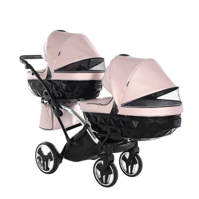 JUNAMA FLUO LINE PINK SILVER DUO SLIM - 2IN1 (2 X CARRYCOTS & 2 X SEAT UNITS)