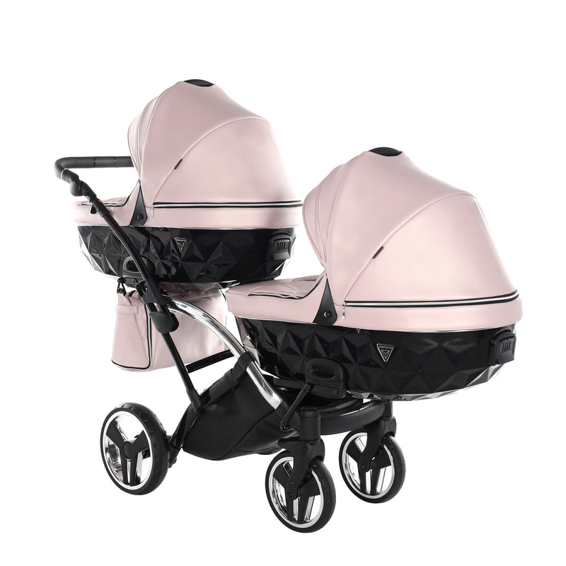 JUNAMA FLUO LINE PINK SILVER DUO SLIM - 2IN1 (2 X CARRYCOTS & 2 X SEAT UNITS)