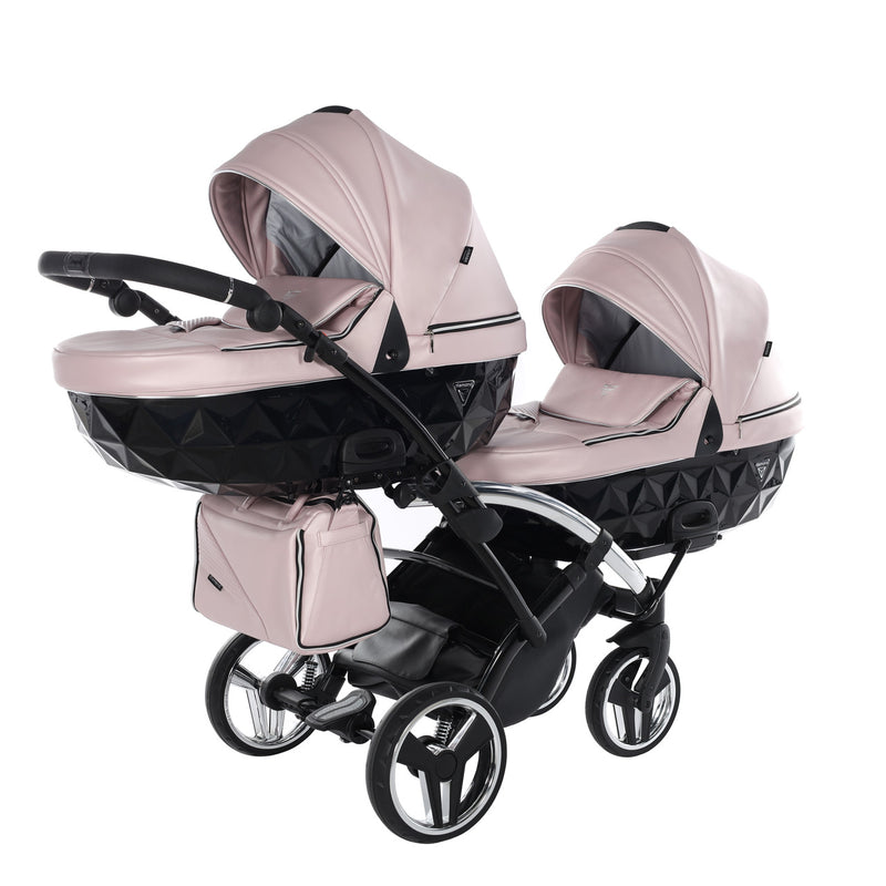 JUNAMA FLUO LINE PINK SILVER DUO SLIM - 2IN1 (2 X CARRYCOTS & 2 X SEAT UNITS)