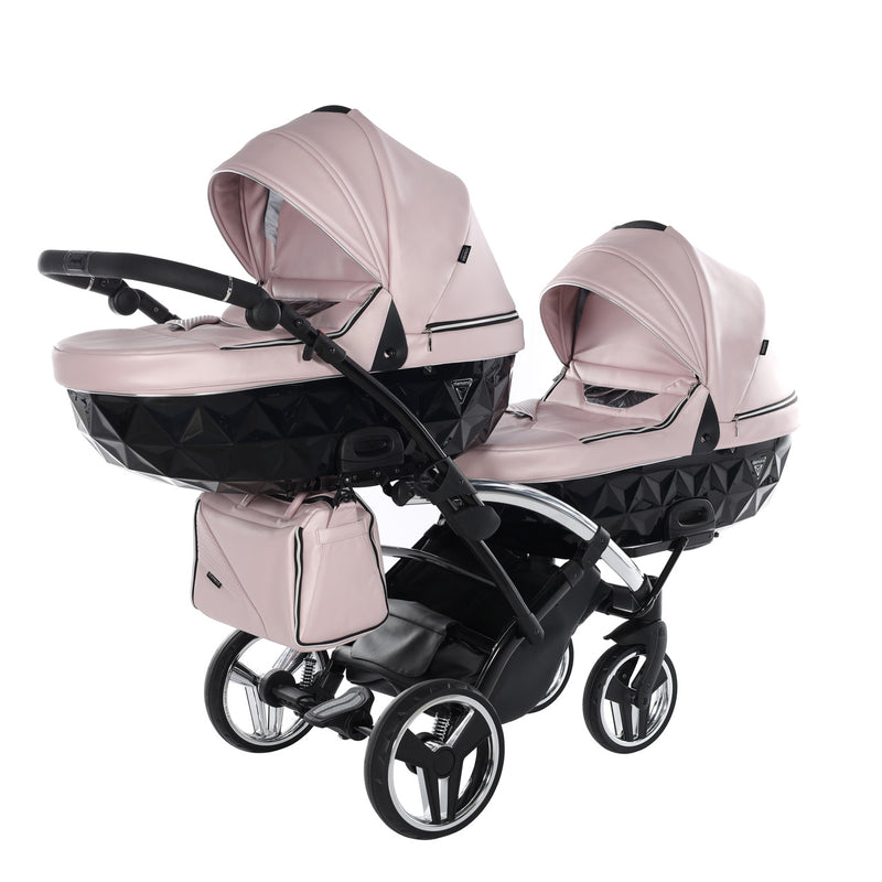 JUNAMA FLUO LINE PINK SILVER DUO SLIM - 2IN1 (2 X CARRYCOTS & 2 X SEAT UNITS)