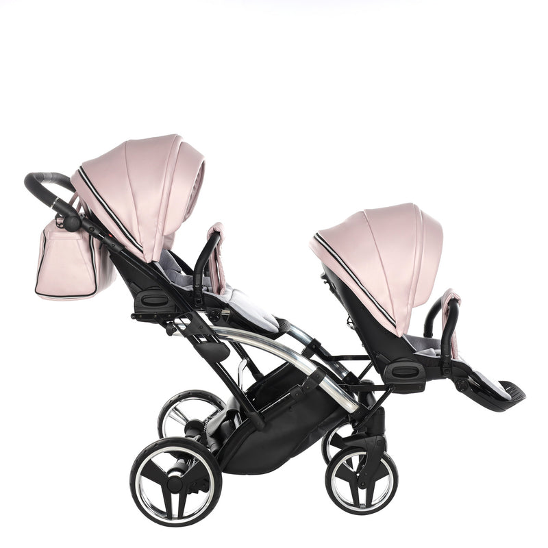 JUNAMA FLUO LINE PINK SILVER DUO SLIM - 2IN1 (2 X CARRYCOTS & 2 X SEAT UNITS)