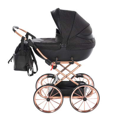 JUNAMA DOLCE BLACK ROSE GOLD DOLL'S PRAM