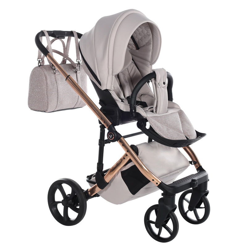 JUNAMA GLITTER DUSTY PINK - 4IN1 (INCLUDES CAR SEAT & ISOFIX BASE)