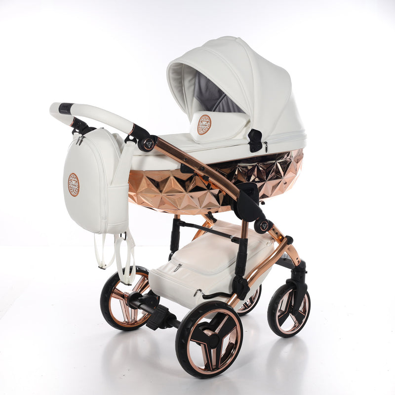 JUNAMA HANDCRAFT WHITE ROSE GOLD - 3IN1 (INCLUDES CAR SEAT)