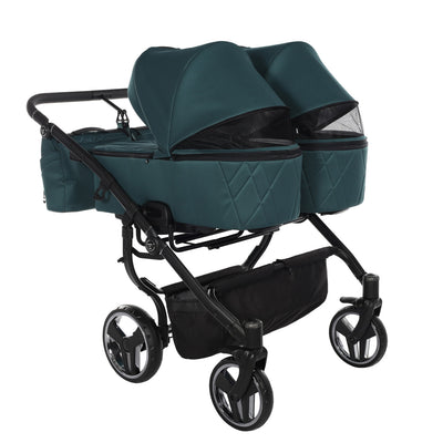 JUNAMA COMPACT DUO GREEN - 2IN1 (2 X CARRYCOTS & 2 X SEAT UNITS)