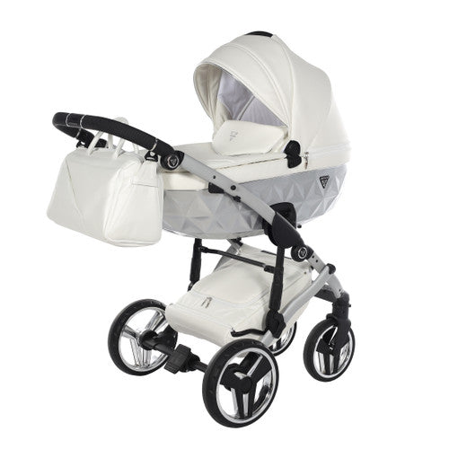 JUNAMA FLUO INDIVIDUAL SATIN WHITE SILVER - 3IN1 (INCLUDES CAR SEAT)