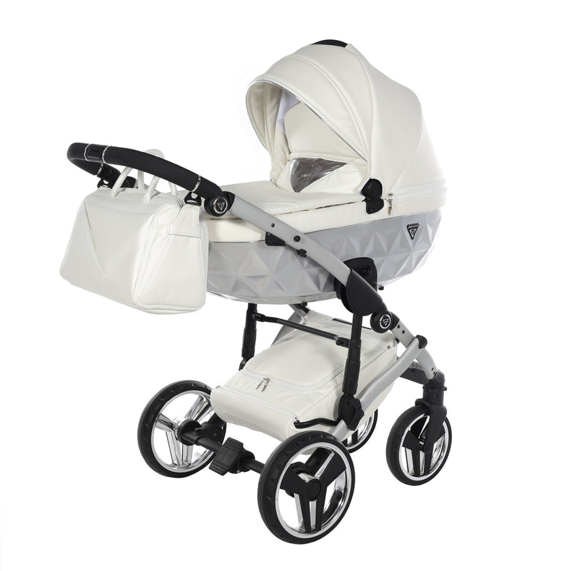 JUNAMA FLUO INDIVIDUAL SATIN WHITE SILVER - 3IN1 (INCLUDES CAR SEAT)