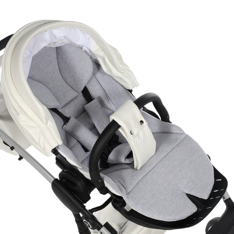 JUNAMA FLUO INDIVIDUAL SATIN WHITE SILVER - 3IN1 (INCLUDES CAR SEAT)