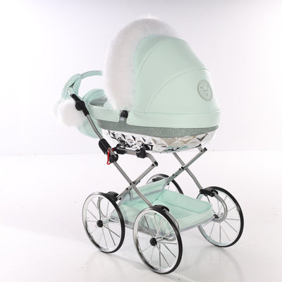 JUNAMA HANDCRAFT GLITTER MINT DOLL'S PRAM