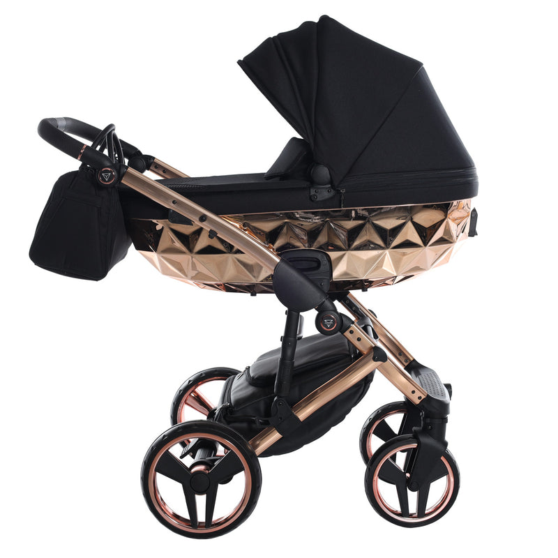 JUNAMA FLUO INDIVIDUAL MIRROR BLACK ROSE GOLD - 4IN1 (INCLUDES CAR SEAT & ISOFIX BASE)