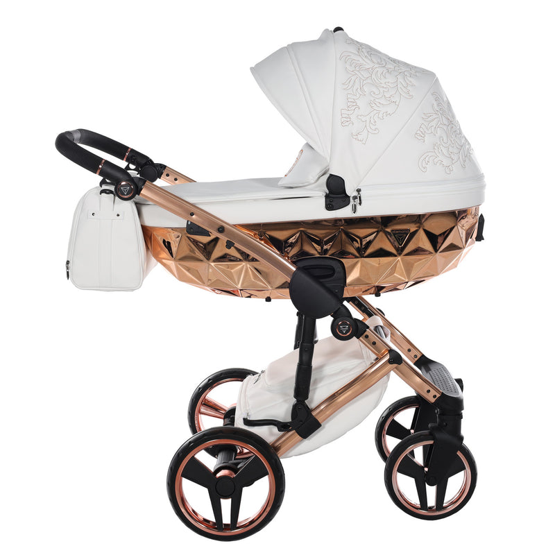 JUNAMA HANDCRAFT ENZO WHITE ROSE GOLD - 4IN1 (INCLUDES CAR SEAT & ISOFIX BASE)