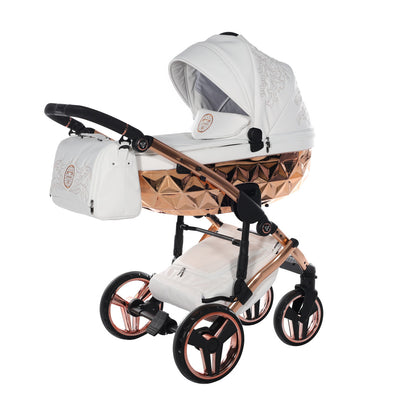 JUNAMA HANDCRAFT ENZO WHITE ROSE GOLD - 3IN1 (INCLUDES CAR SEAT)