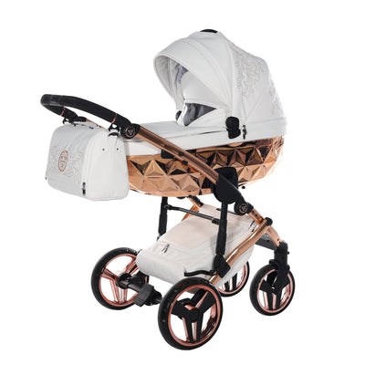 JUNAMA HANDCRAFT ENZO WHITE ROSE GOLD - 3IN1 (INCLUDES CAR SEAT)