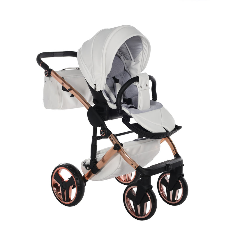 JUNAMA HANDCRAFT ENZO WHITE ROSE GOLD - 3IN1 (INCLUDES CAR SEAT)