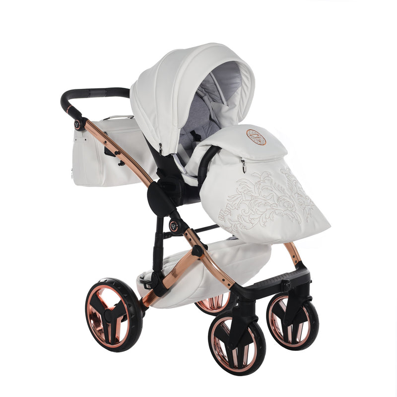 JUNAMA HANDCRAFT ENZO WHITE ROSE GOLD - 3IN1 (INCLUDES CAR SEAT)