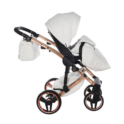 JUNAMA HANDCRAFT ENZO WHITE ROSE GOLD - 3IN1 (INCLUDES CAR SEAT)