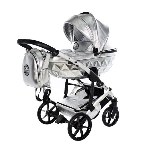 JUNAMA HANDCRAFT GLOSSY SILVER - 4IN1 (INCLUDES CAR SEAT & ISOFIX BASE)