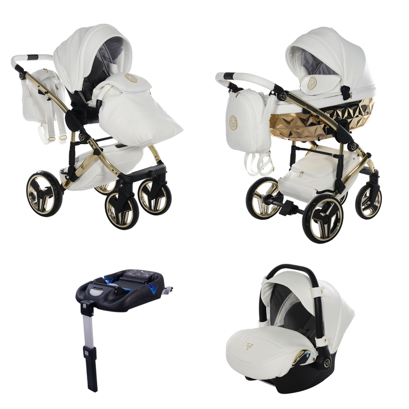 JUNAMA HANDCRAFT WHITE GOLD - 4IN1 (INCLUDES CAR SEAT & ISOFIX BASE)