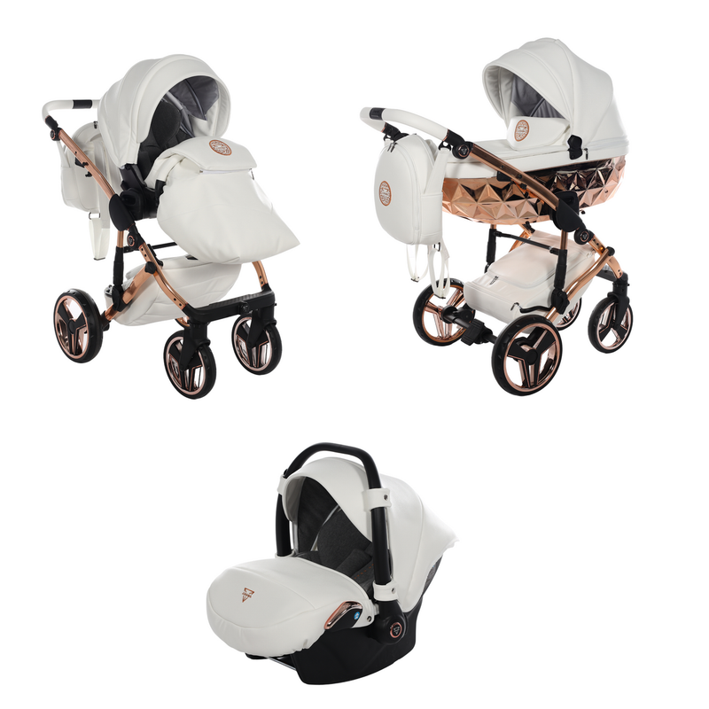 JUNAMA HANDCRAFT WHITE ROSE GOLD - 3IN1 (INCLUDES CAR SEAT)