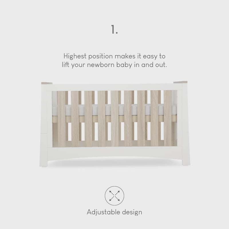 CuddleCo - Ada Cot Bed - White & Ash