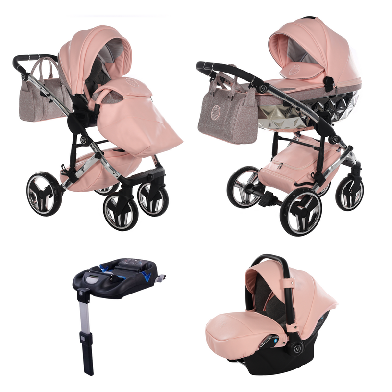 JUNAMA HANDCRAFT GLITTER PINK - 4IN1 (INCLUDES CAR SEAT & ISOFIX BASE)