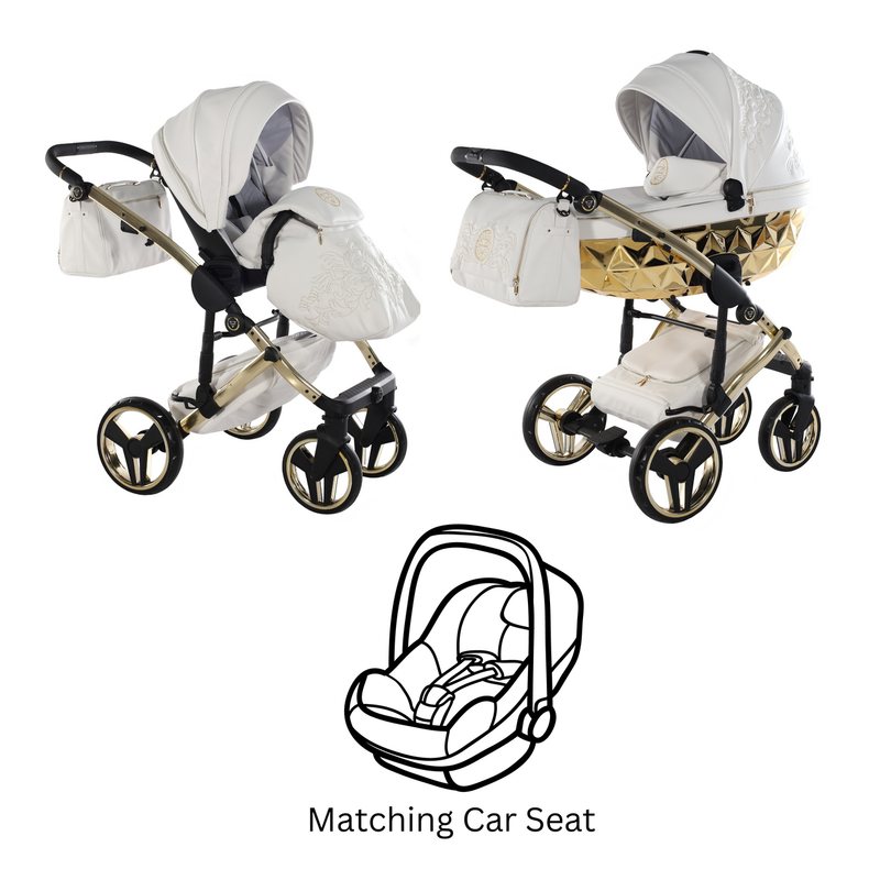 JUNAMA HANDCRAFT ENZO WHITE GOLD - 3IN1 (INCLUDES CAR SEAT)