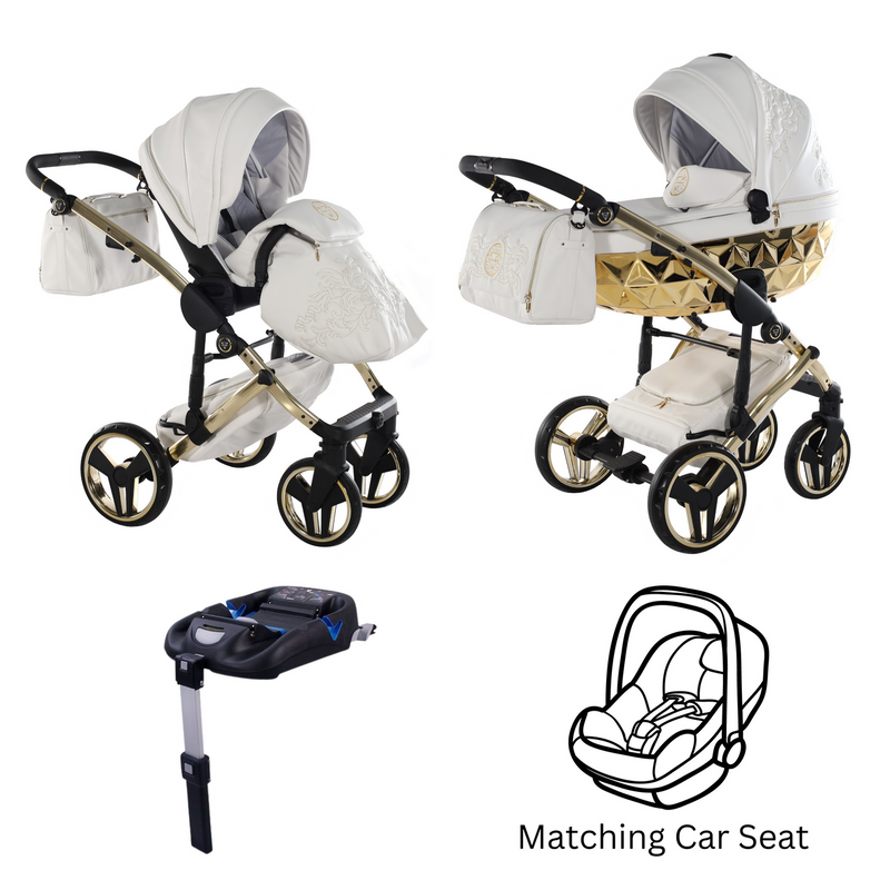 JUNAMA HANDCRAFT ENZO WHITE GOLD - 4IN1 (INCLUDES CAR SEAT & ISOFIX BASE)