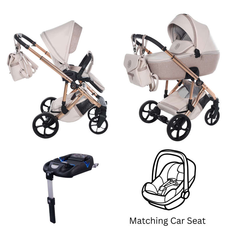 JUNAMA GLITTER ECO BEIGE - 4IN1 (INCLUDES CAR SEAT & ISOFIX BASE)