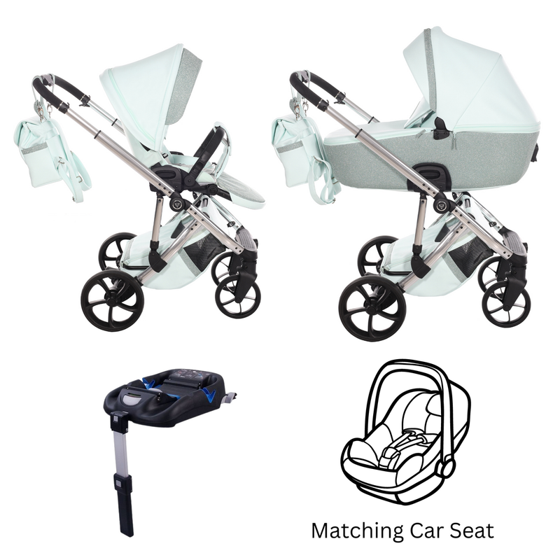 JUNAMA GLITTER ECO MINT - 4IN1 (INCLUDES CAR SEAT & ISOFIX BASE)