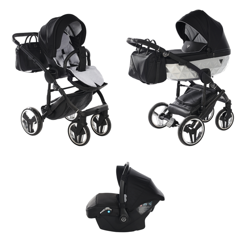 JUNAMA FLUO INDIVIDUAL SATIN BLACK SILVER - 3IN1 (INCLUDES CAR SEAT)