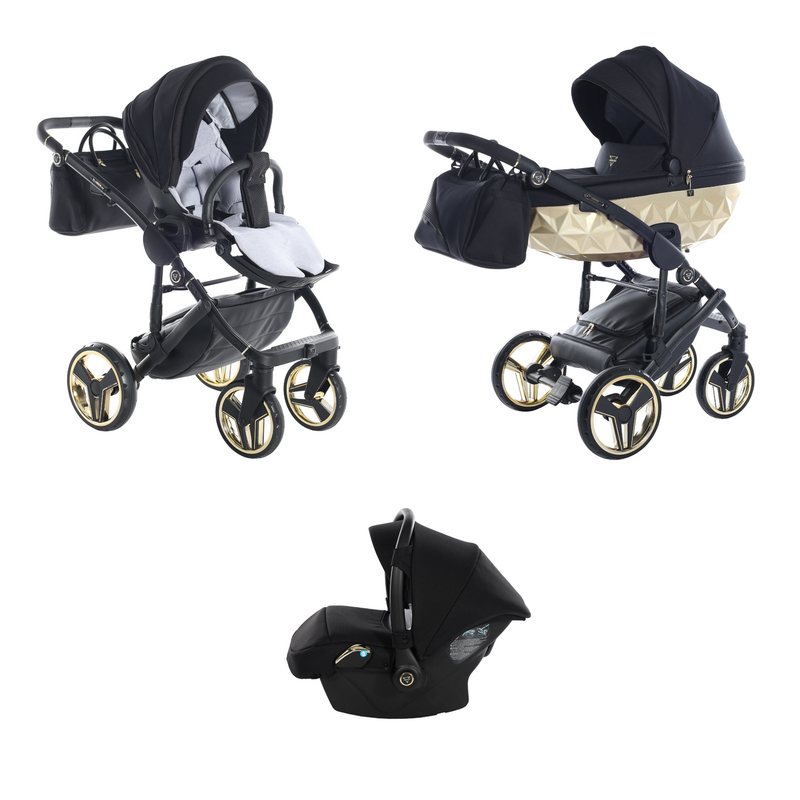 JUNAMA FLUO INDIVIDUAL SATIN BLACK GOLD - 3IN1 (INCLUDES CAR SEAT)