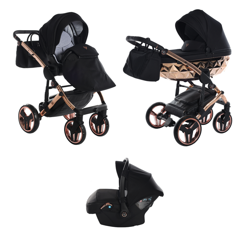 JUNAMA FLUO INDIVIDUAL MIRROR BLACK ROSE GOLD - 3IN1 (INCLUDES CAR SEAT)