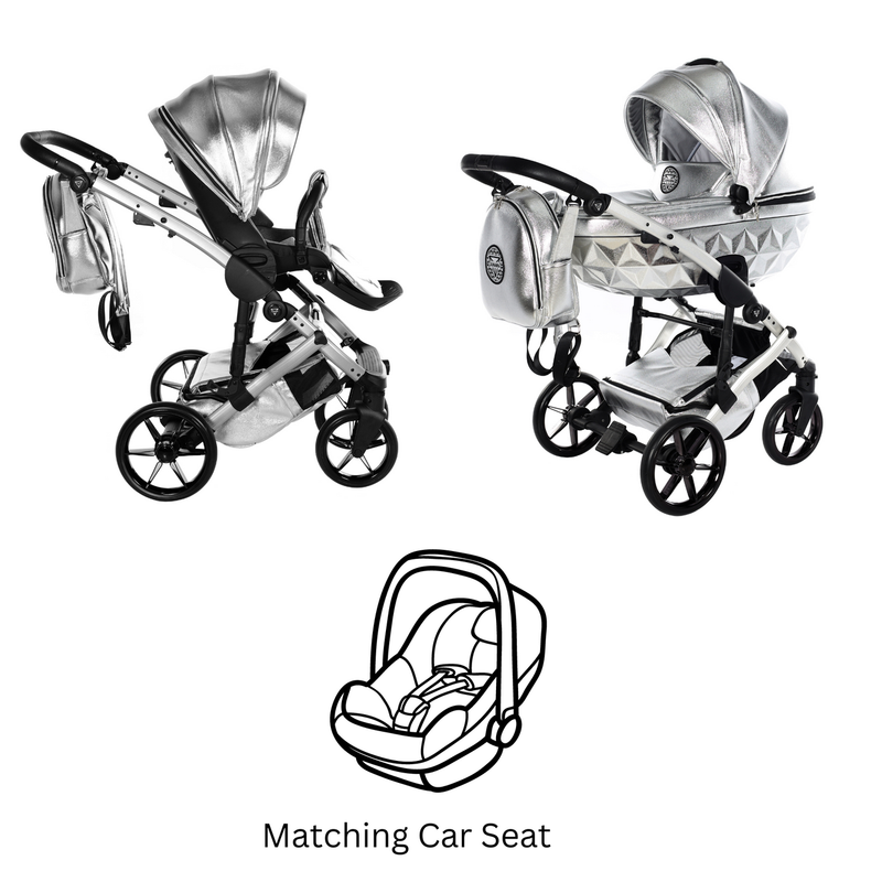 JUNAMA HANDCRAFT GLOSSY SILVER - 3IN1 (INCLUDES CAR SEAT)