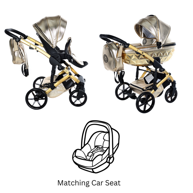 JUNAMA HANDCRAFT GLOSSY GOLD - 3IN1 (INCLUDES CAR SEAT)