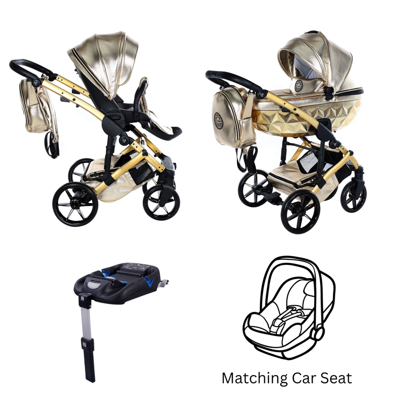 JUNAMA HANDCRAFT GLOSSY GOLD - 4IN1 (INCLUDES CAR SEAT & ISOFIX BASE)