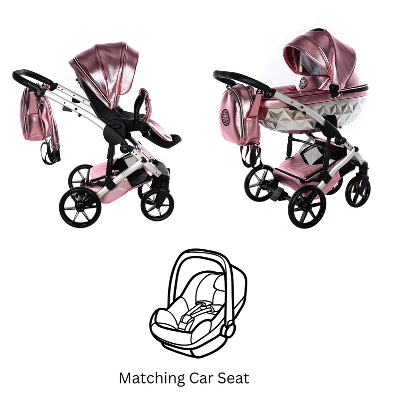 JUNAMA HANDCRAFT GLOSSY PINK - 3IN1 (INCLUDES CAR SEAT)